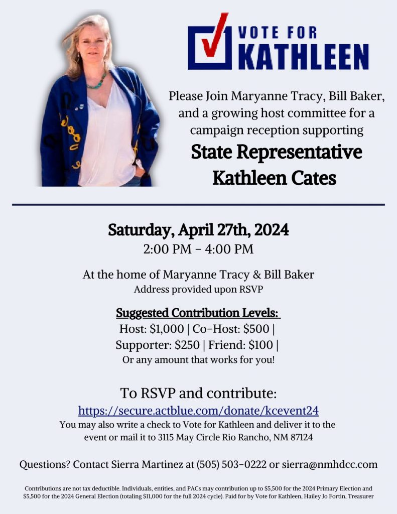 Vote for Kathleen (Cates) Fundraiser @ Home of Maryanne Tracy and Bill Baker