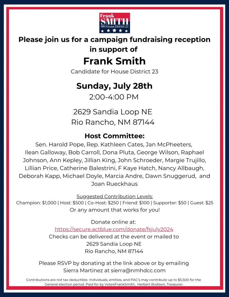 Frank Smith for NM House Dist. 23 Fundraiser @ Rio Rancho | New Mexico | United States
