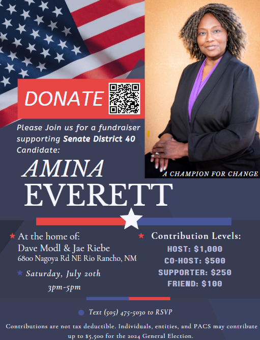 Amina Everett for NM Senate dist. 40 @ Home of Dave Modl and Jae Riebe | Rio Rancho | New Mexico | United States